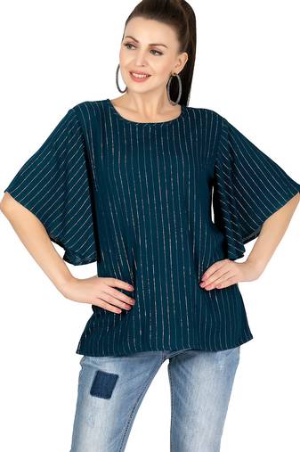  teal viscose three quarter sleeves short kurti