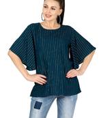  teal viscose three quarter sleeves short kurti