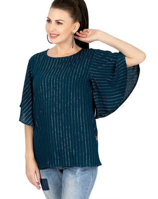  teal viscose three quarter sleeves short kurti 2