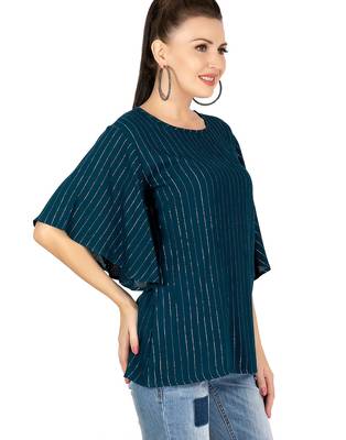  teal viscose three quarter sleeves short kurti 3
