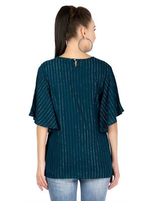 teal viscose three quarter sleeves short kurti 4