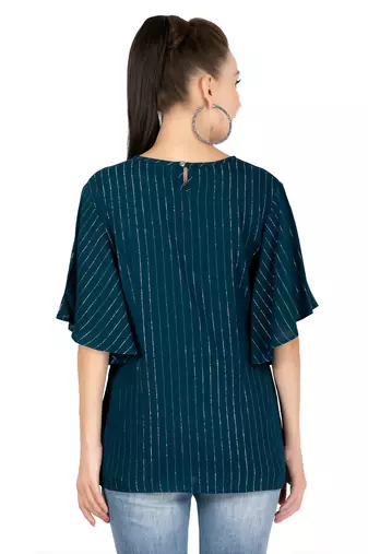  teal viscose three quarter sleeves short kurti
