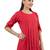  red polyester three quarter sleeves short kurti