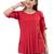  red polyester three quarter sleeves short kurti