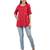  red polyester three quarter sleeves short kurti