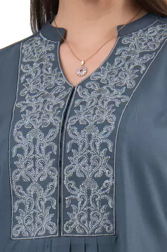  grey viscose three quarter sleeves short kurti