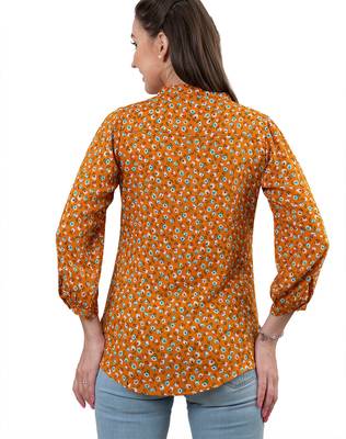  mustard viscose rayon three quarter sleeves short kurti 3