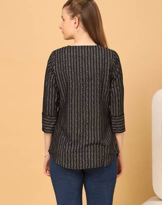  black viscose three quarter sleeves short kurti 3