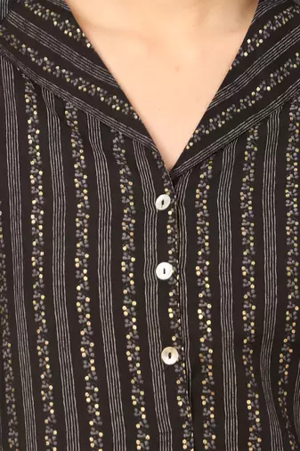  black viscose three quarter sleeves short kurti