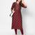  maroon polyester blend three quarter sleeves long kurta