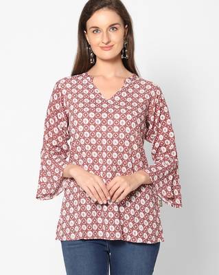  copper viscose three quarter sleeves short kurti 1
