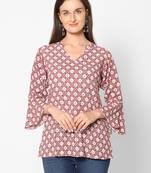  copper viscose three quarter sleeves short kurti
