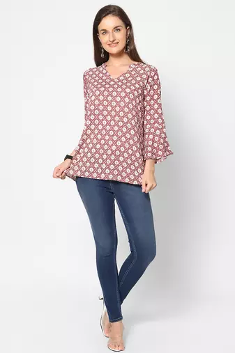  copper viscose three quarter sleeves short kurti