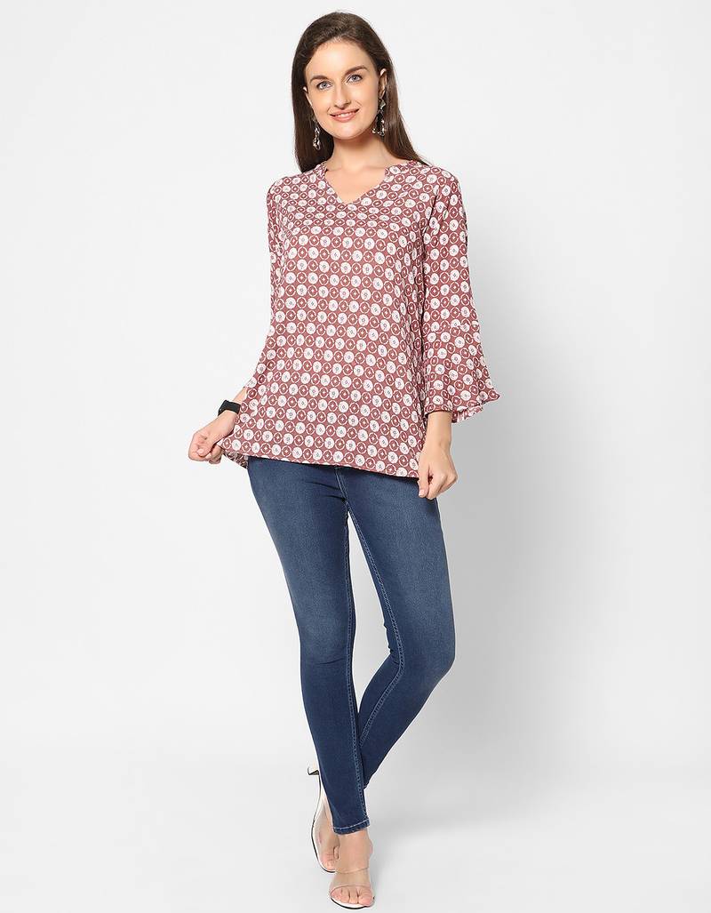  copper viscose three quarter sleeves short kurti