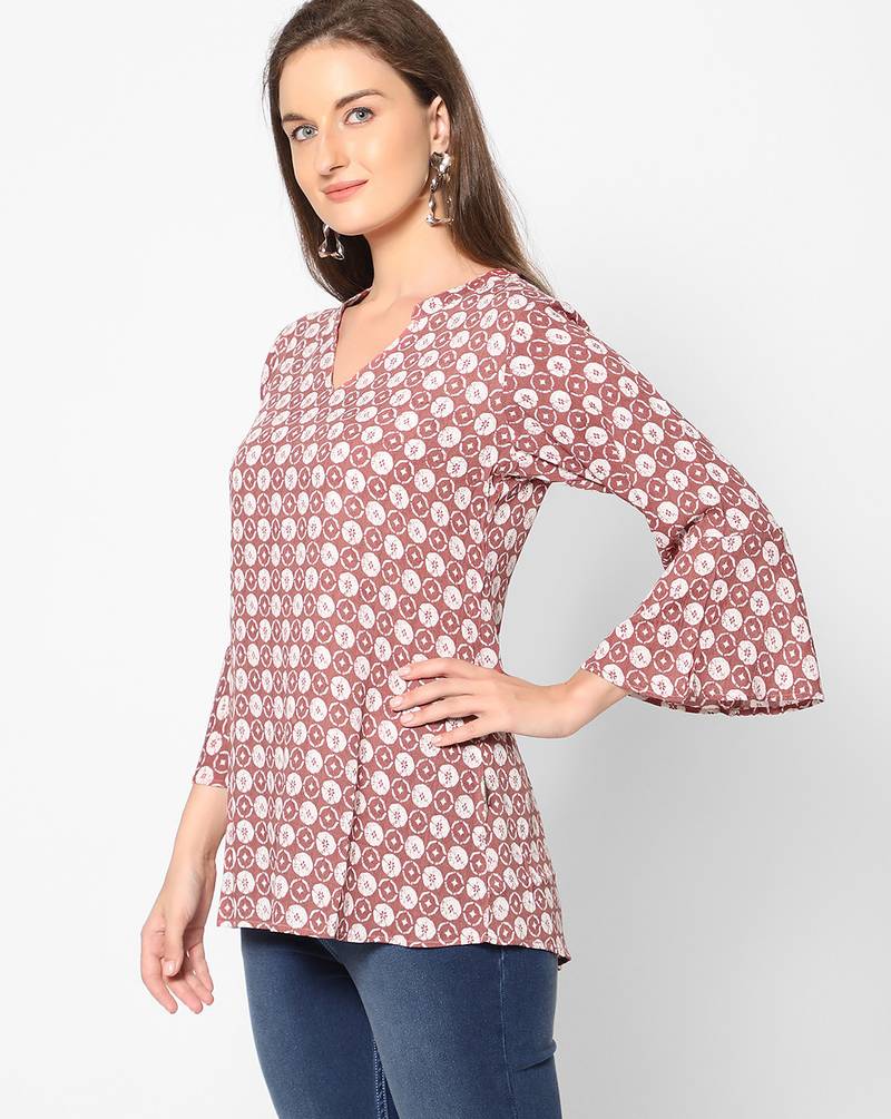  copper viscose three quarter sleeves short kurti