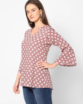  copper viscose three quarter sleeves short kurti 5