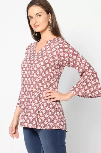  copper viscose three quarter sleeves short kurti