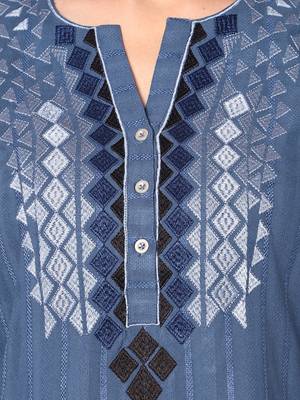  blue viscose three quarter sleeves short kurti 5