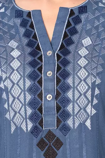  blue viscose three quarter sleeves short kurti