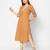  orange cotton three quarter sleeves long kurta