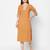  orange cotton three quarter sleeves long kurta