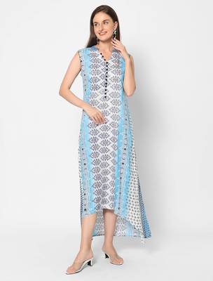  blue viscose sleeveless long kurta 1