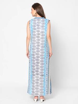  blue viscose sleeveless long kurta 2
