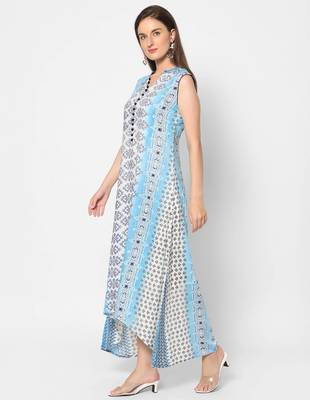  blue viscose sleeveless long kurta 3