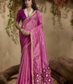 Baby pink patola tussar silk handloom weaving saree