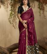 Maroon patola tussar silk handloom weaving saree