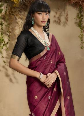 Maroon patola tussar silk handloom weaving saree 3