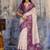 Wine & off white munga cotton handloom weaving saree