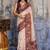 Dark brown & off white munga cotton handloom weaving saree