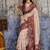 Dark brown & off white munga cotton handloom weaving saree