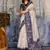 blue & off white munga cotton handloom weaving saree