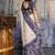 blue & off white munga cotton handloom weaving saree