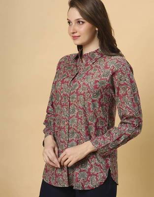  maroon cotton blend long sleeves short kurti 3