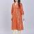  rust pure cotton three quarter sleeves long kurta