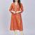  rust pure cotton three quarter sleeves long kurta