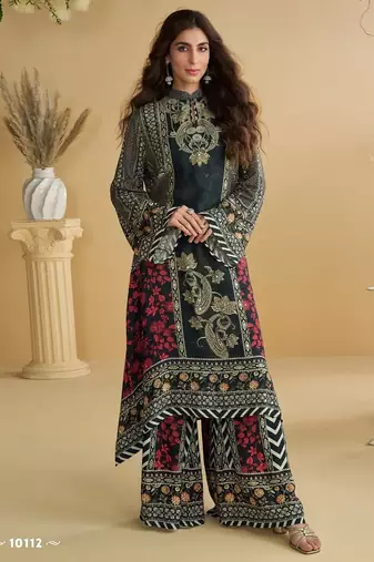 shantoon silk blend Midnight Black Fusion Print Co-ord Set 