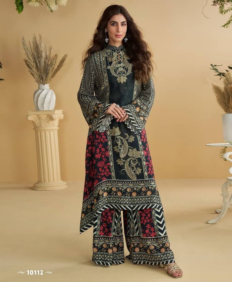 shantoon silk blend Midnight Black Fusion Print Co-ord Set 