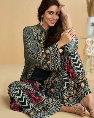 shantoon silk blend Midnight Black Fusion Print Co-ord Set  2