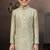 Green banarasi jacquard woven kurta pajama for boys