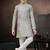 Grey banarasi jacquard woven kurta pajama for boys