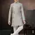 Grey banarasi jacquard woven kurta pajama for boys