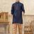 Blue banarasi jacquard woven kurta pajama for boys