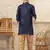 Blue banarasi jacquard woven kurta pajama for boys