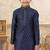 Blue banarasi jacquard woven kurta pajama for boys