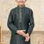 Green banarasi jacquard woven kurta pajama for boys