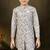 Cream dupion silk embroidered indo western set for boys